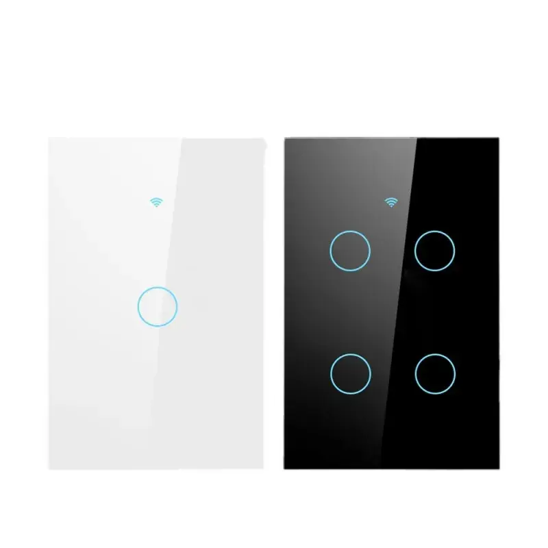 Tuya Wifi Intelligent Touch Black And White Switch Australian Standard Single Zero Fire Universal Switch Remote Voice Control