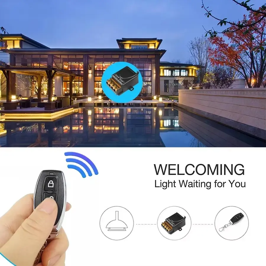 Universal 433Mhz Smart Switch with Wireless Remote Control Relay for Water Pump Motor Led Electric Appliance Learning Code 30A