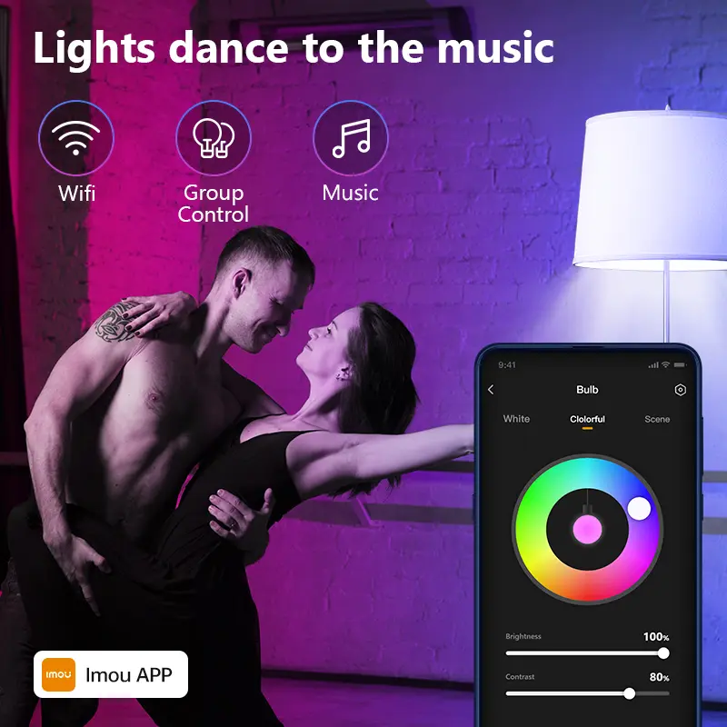 IMOU WiFi Smart Bulb Dimmable Led Light 16 Million RGB Colors B5 US E26 Candle Lamp Voice Control Alexa Google Home US