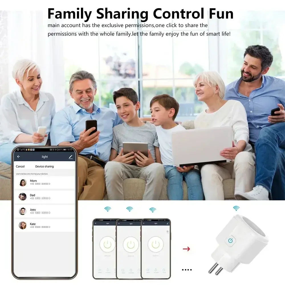 Tuya Smart Socket EU 16A 20A WiFi Smart Plug with Power Monitoring APP Remote Timer Control Voice Works with Alexa Google Home