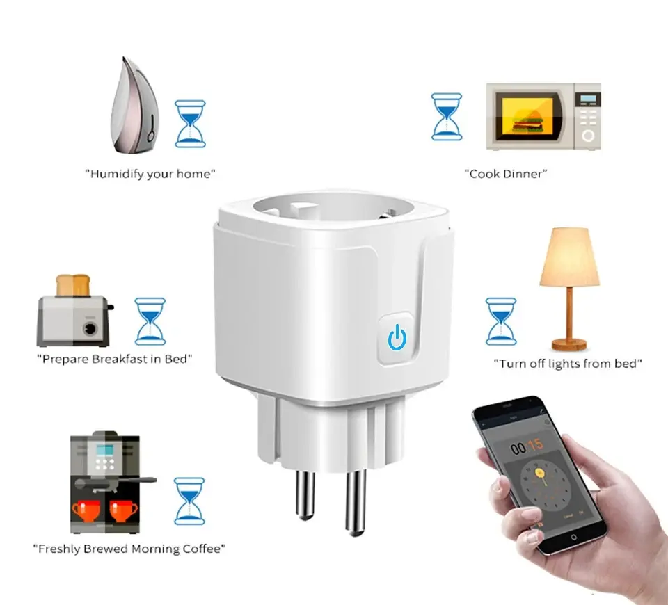 Tuya Smart Socket EU 16A 20A WiFi Smart Plug with Power Monitoring APP Remote Timer Control Voice Works with Alexa Google Home
