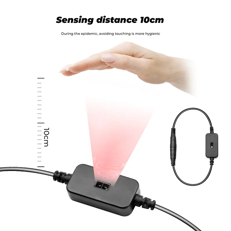 DC12-24V 3A Hand Sweep IR Motion Sensor Switch Detector Smart Switch Dimmer for LED Strip Light Cabinet Closet Lights DC Plug