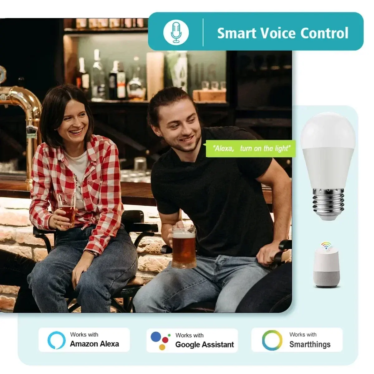 Matter-bombilla inteligente, T37 E14 6W Tuya RGB Led con Wifi,AC 110V 85V-265V,para Google Assisatnt Smart Life,Light Dimmable
