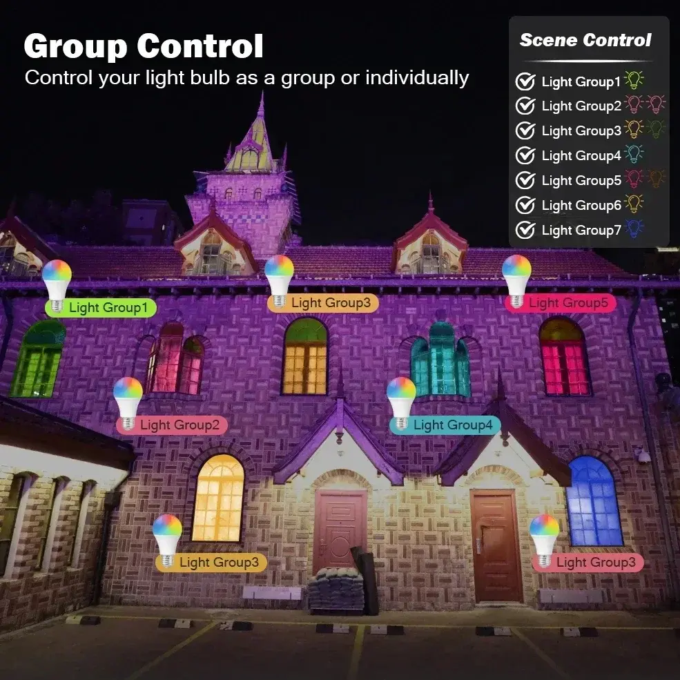 Matter-bombilla inteligente, T37 E14 6W Tuya RGB Led con Wifi,AC 110V 85V-265V,para Google Assisatnt Smart Life,Light Dimmable