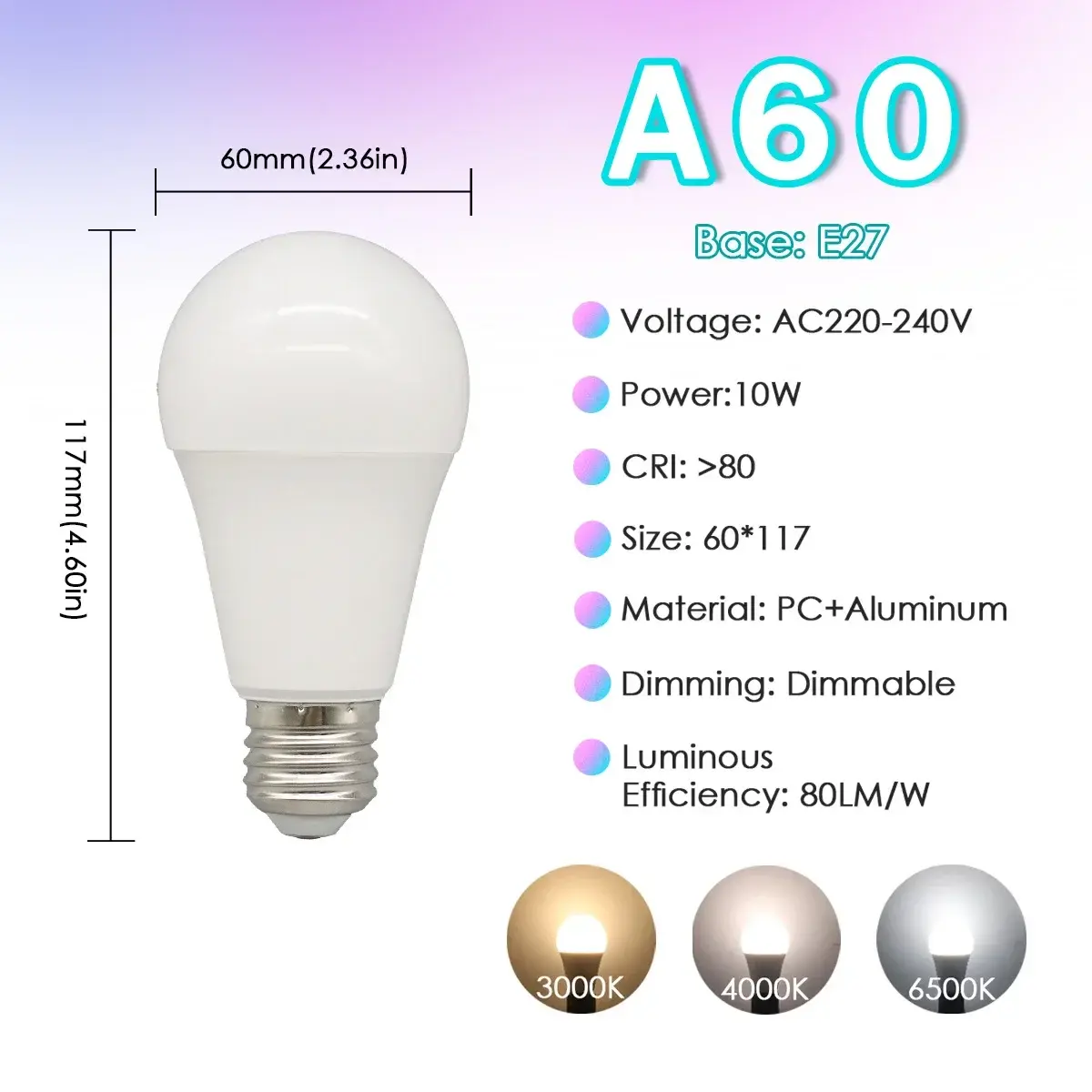 4-20PCS Dimmable LED Smart Light Bulb Lamps Bluetooth APP Voice E27 3000K 6500K Lighting 10W 220V for Bedroom Home Derec