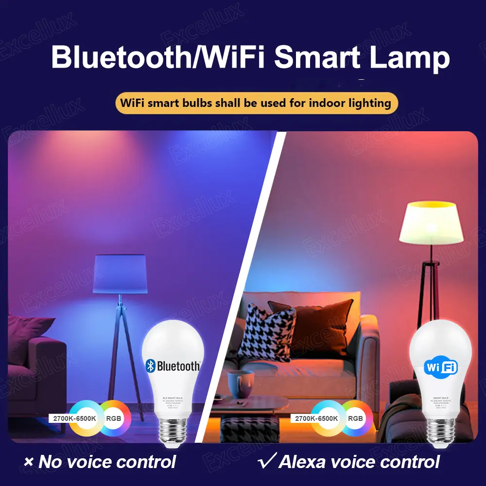 Tuya E27 Led Lamp App Control Bluetooth /WiFi Led Light Bulbs 15W RGB CW WW Smart Bulb Works With Amazon Alexa Google Assistant