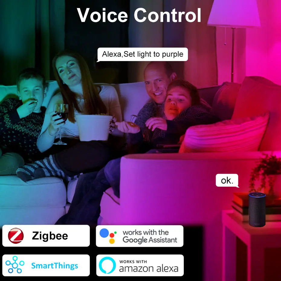 Zigbee Smart LED Light Bulb 15W E27 B22 RGB+WW+CW Tuya WiFi Lamp Dimmable Voice Control Compatible With Alexa for Home Decor