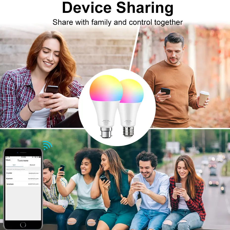 Zigbee Smart LED Light Bulb 15W E27 B22 RGB+WW+CW Tuya WiFi Lamp Dimmable Voice Control Compatible With Alexa for Home Decor