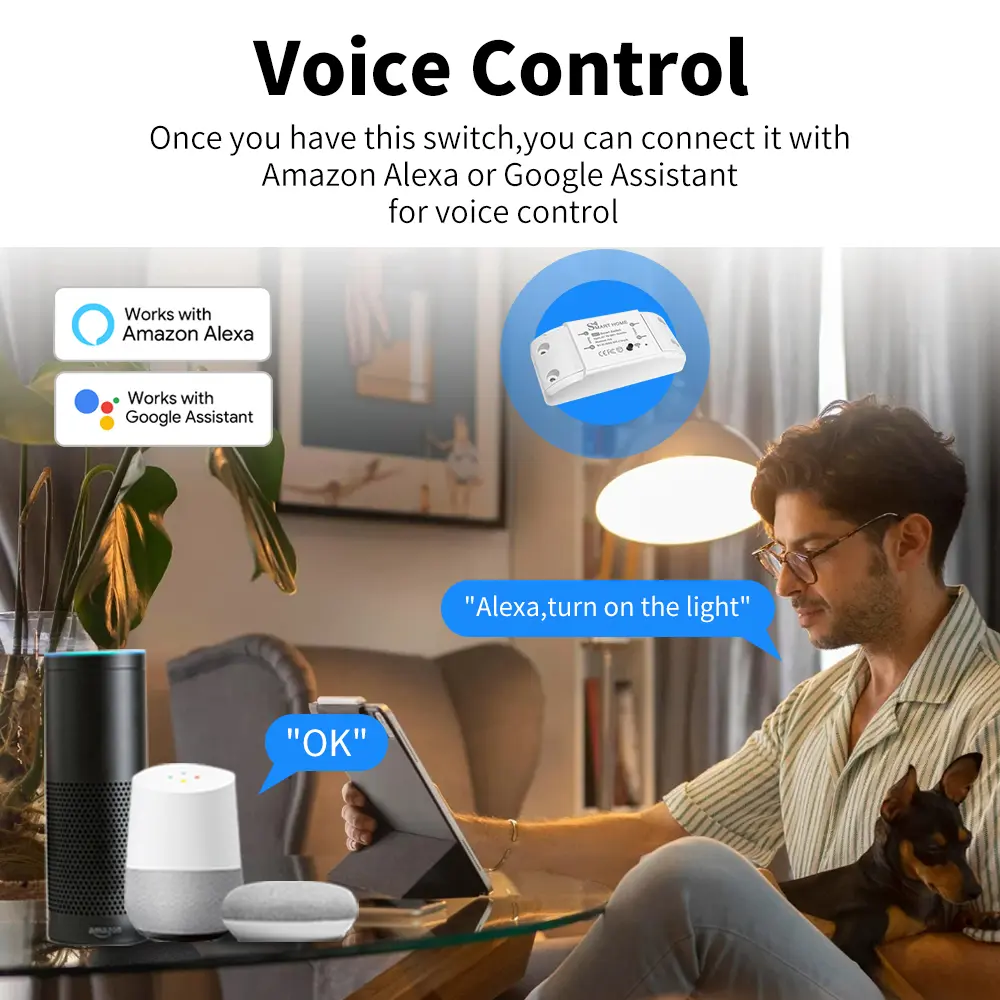 Tuya Smart WiFi Switch Mini DIY Interruptor 10A Smart Life Wireless App Control Works With Alexa Google Home Yandex Alice