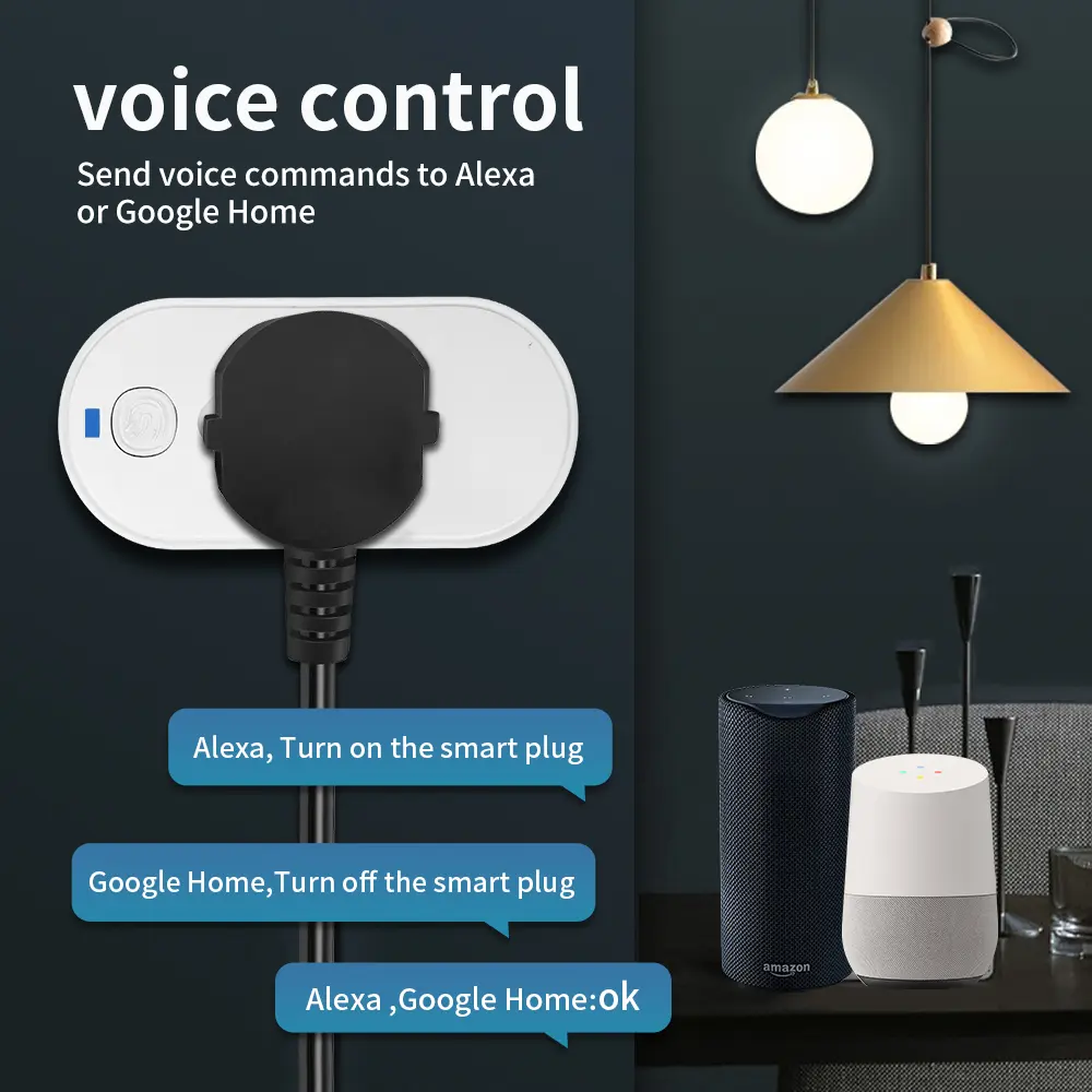 TNCE Tuya Brazil Plug 16/20A adapter, WIFI or zigbee3.0 socket with Power Monitor, Smart outlet control, Voice Google Home Alexa