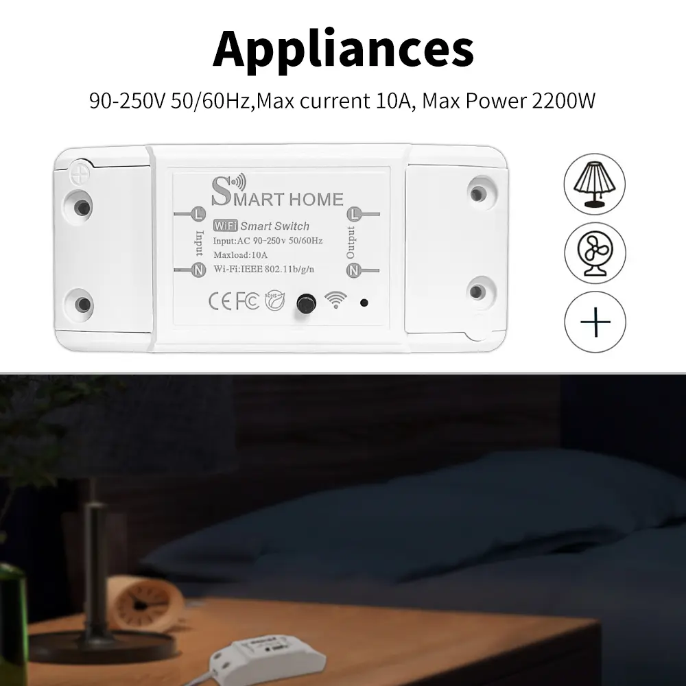 Tuya Smart WiFi Switch Mini DIY Interruptor 10A Smart Life Wireless App Control Works With Alexa Google Home Yandex Alice