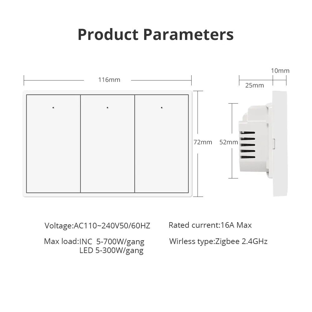 Zemismart Zigbee Push Wall Light Switches Work with Tuya Alexa Google Home Smartthings via hub 1 2 3 4 Gang Neutral Interruptor
