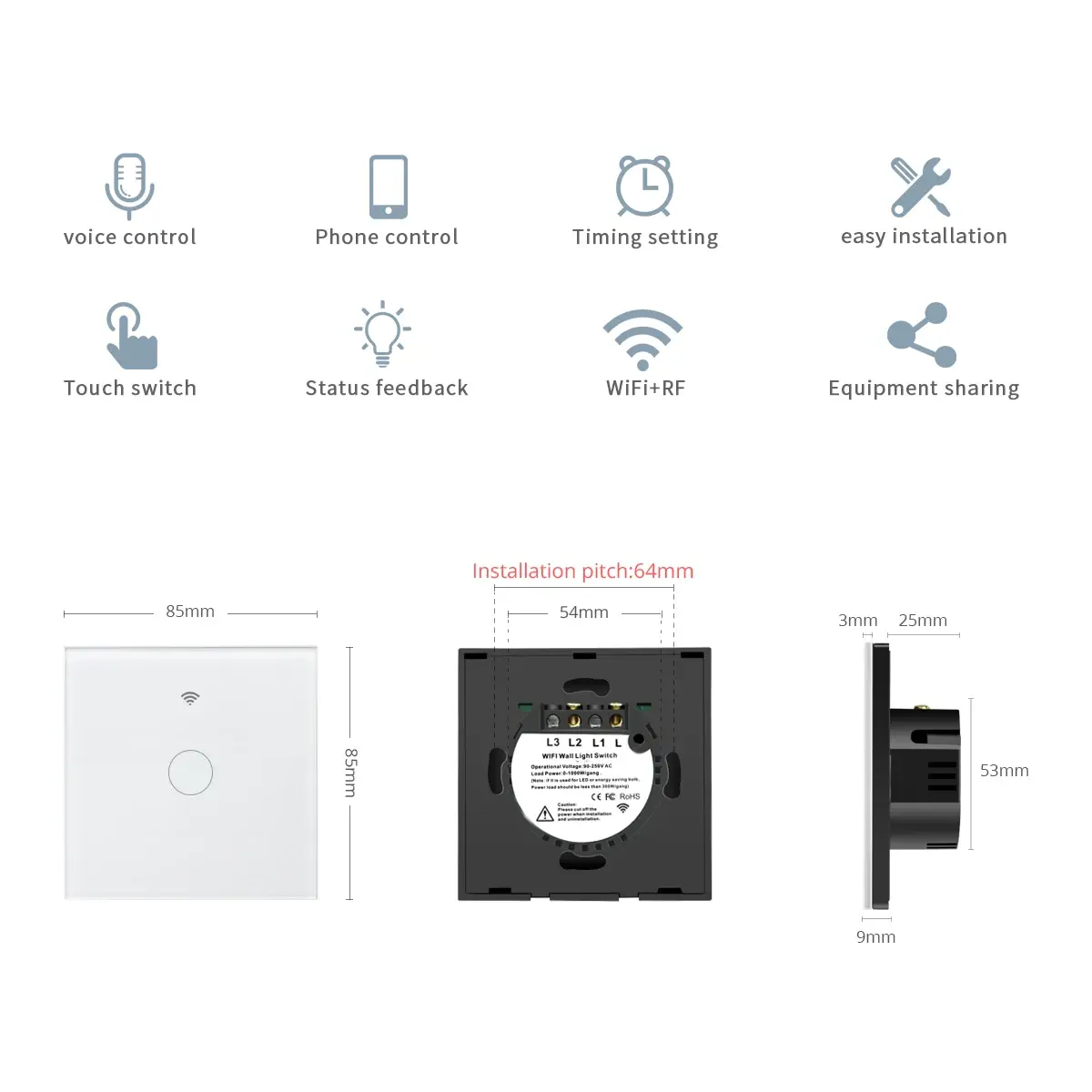 Melery Tuya Smart WiFi Light Wall Switch Touch Sensor Interruptor House Inteligente Glass Panel  Remote by Alexa Google Home