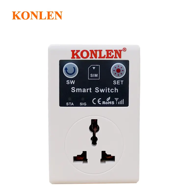 KONLEN 10A GSM Power Socket Outlet Relay Switch Remote Home Control SMS Phone Call APP Smart EU UK Plug
