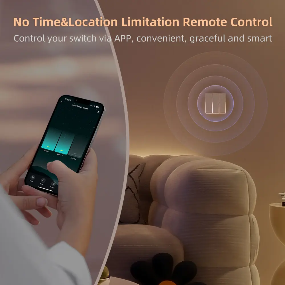 MIUCDA Tuya WiFi Smart Switch New Blade Series 1/2/3/4 Gang Wall Switch With Ambient Light Support Alexa Google Home Alice