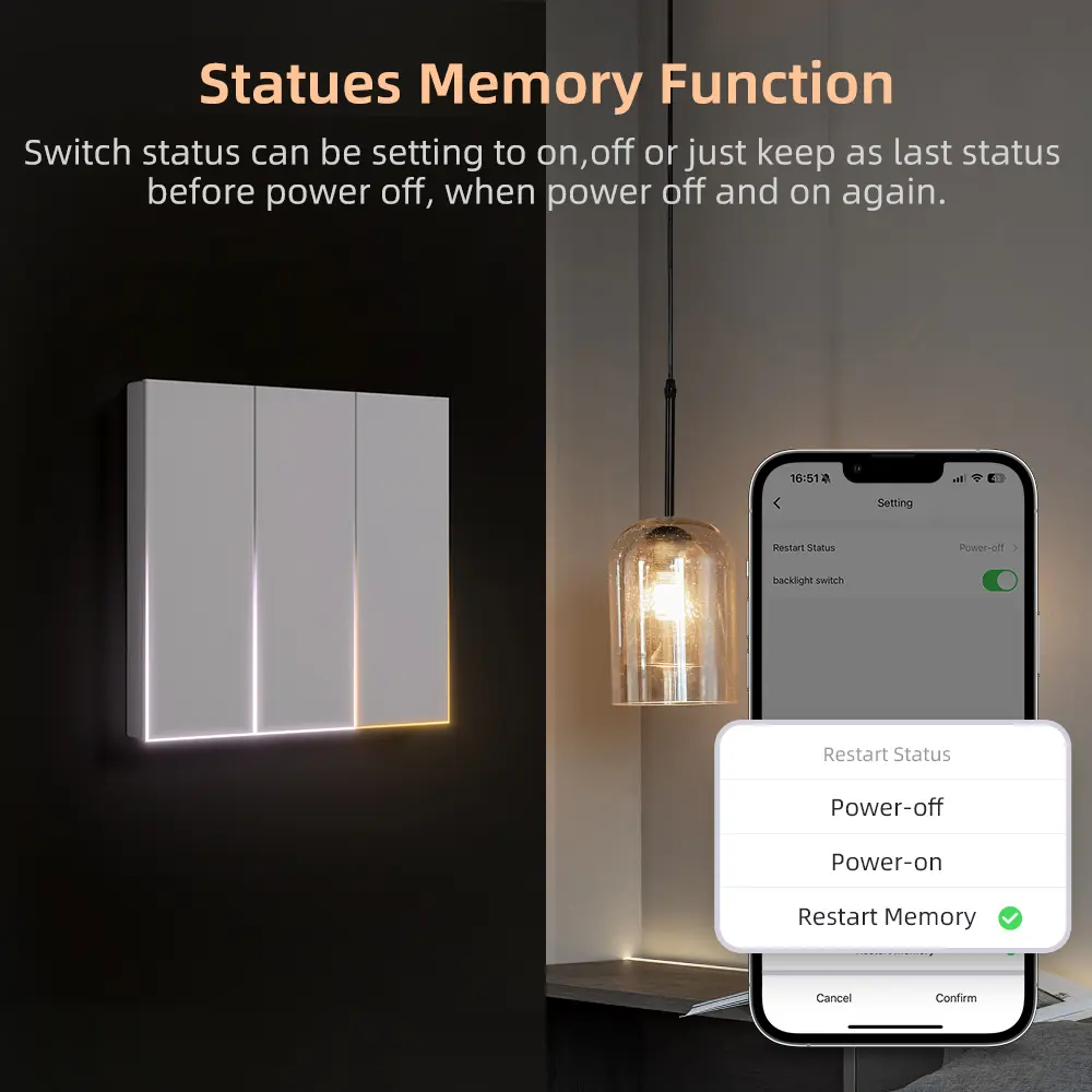 MIUCDA Tuya WiFi Smart Switch New Blade Series 1/2/3/4 Gang Wall Switch With Ambient Light Support Alexa Google Home Alice