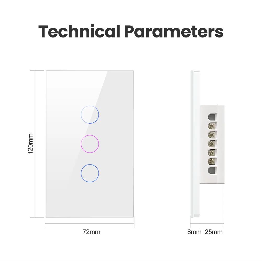 AVATTO WiFi US Smart Light Switch，220V Neutral Wire 1/2/3/4 Gang Touch Light Switch APP Control Works With Alexa Google Home