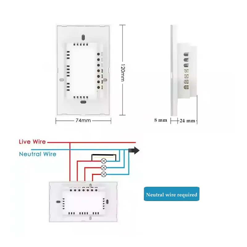 Shawader White Edge Wifi Smart Wall Light Switch Glass Touch Power Switches Wireless Voice Remote by Tuya Alexa Google Home