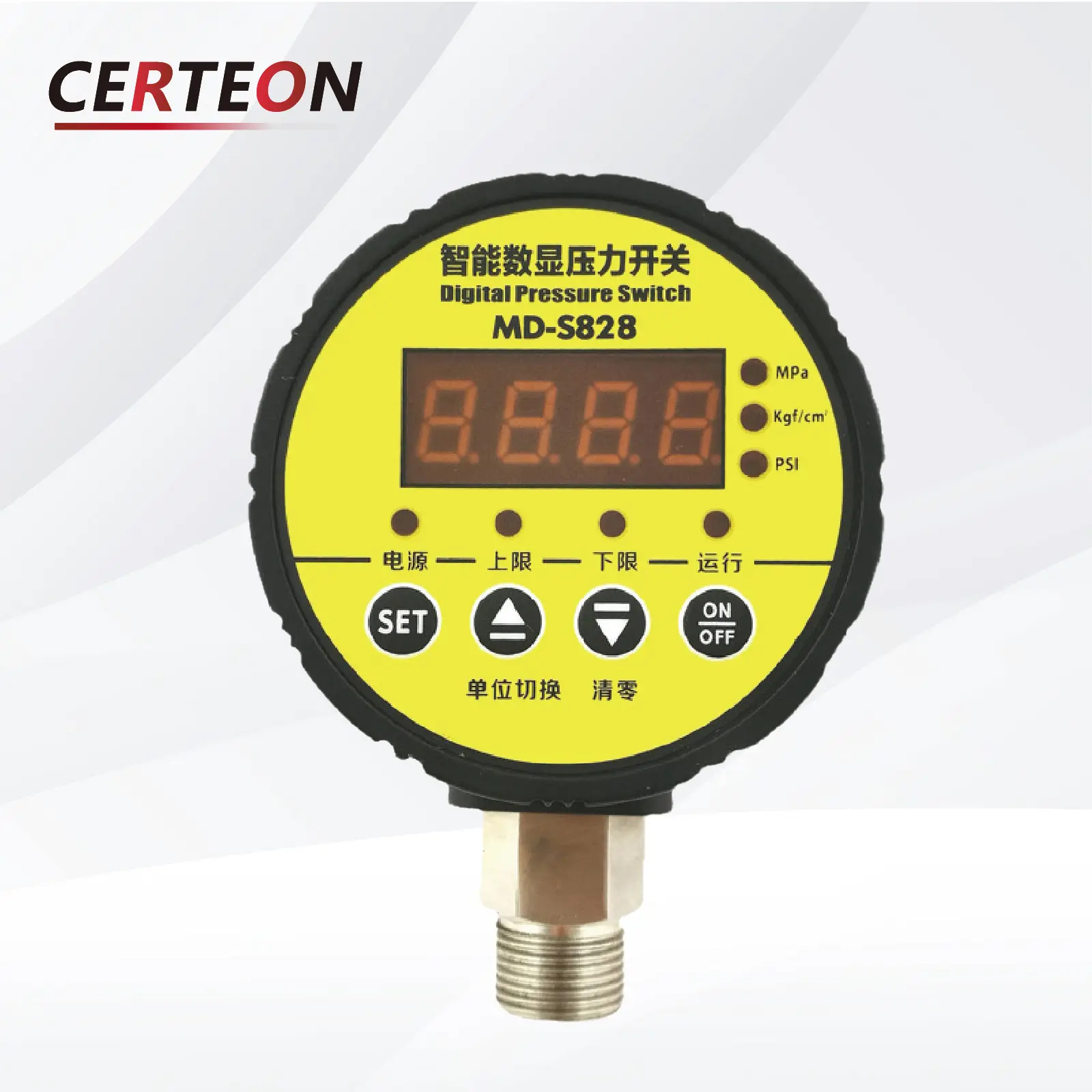 MD-S828 Digital Pressure Switch -0.1–60MPa Dual Relay Smart Controller M20 Thread 24VDC 220VAC 380VAC Display Industrial Use