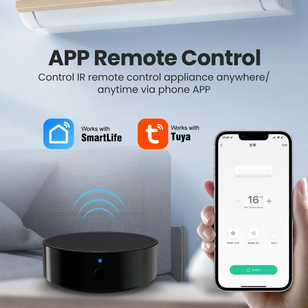 AVATTO Tuya WiFi IR Remote For Air Conditioning TV Smart Life APP Universal Infrared Remote Control Support Alexa, Google Home