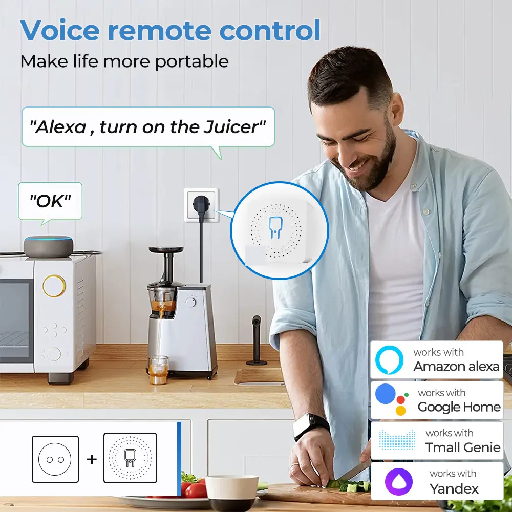 Tuya Smart Wifi/ZigBee Light Switch Module Smart Home Automation DIY Breaker Supports 2 Way Control, Work with Alexa Google Home
