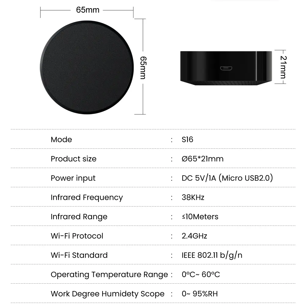 AVATTO Tuya WiFi IR Remote For Air Conditioning TV Smart Life APP Universal Infrared Remote Control Support Alexa, Google Home