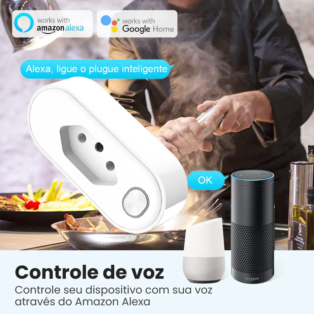 AVATTO  Tuya WiFi Smart Plug , 16A/20A Brazil Standard Smart Life APP Remote Socket Voice Works for Google Home, Alexa Echo