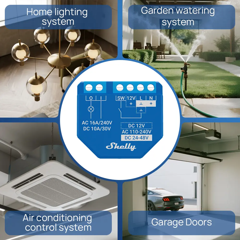 Shelly Plus 1 Smart Switch WiFi Bluetooth Operated Relay Switch Low Voltage Support Over Temperature Protection Control