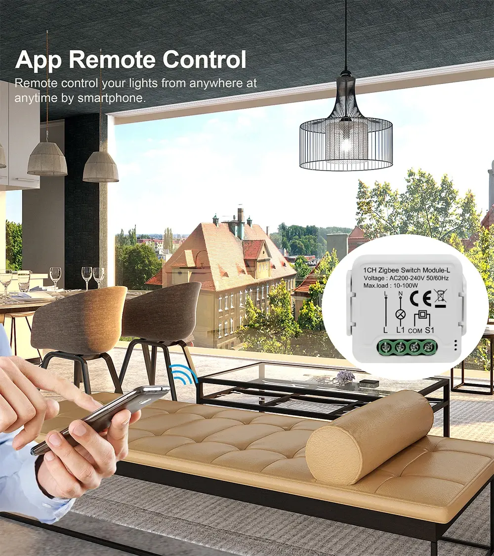Tuya Smart ZigBee Switch Module 10A No Neutral Wire Required Smart Home DIY Light Breaker Work with Alexa Google Home