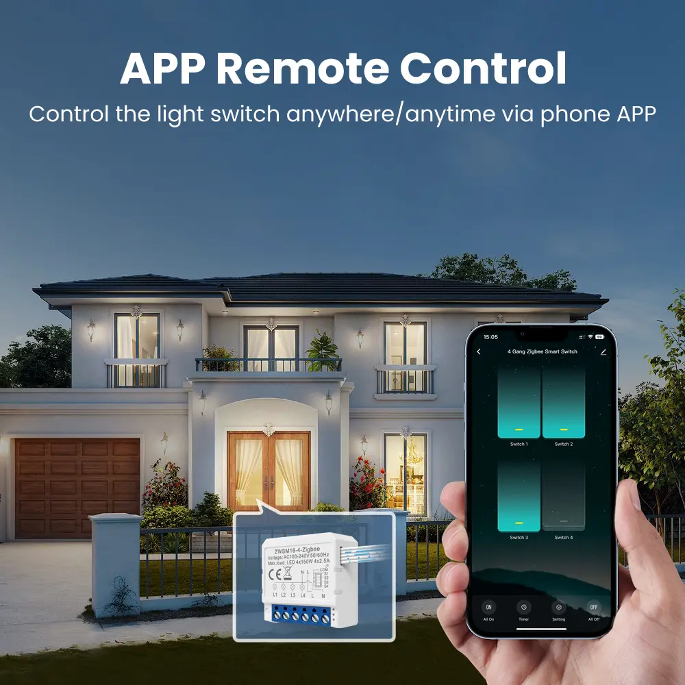 AVATTO Tuya WiFi Zigbee Smart Light Switch Module，Neutral Wire/No Neutral Wire Control DIY Breaker Work For Alexa, Google Home
