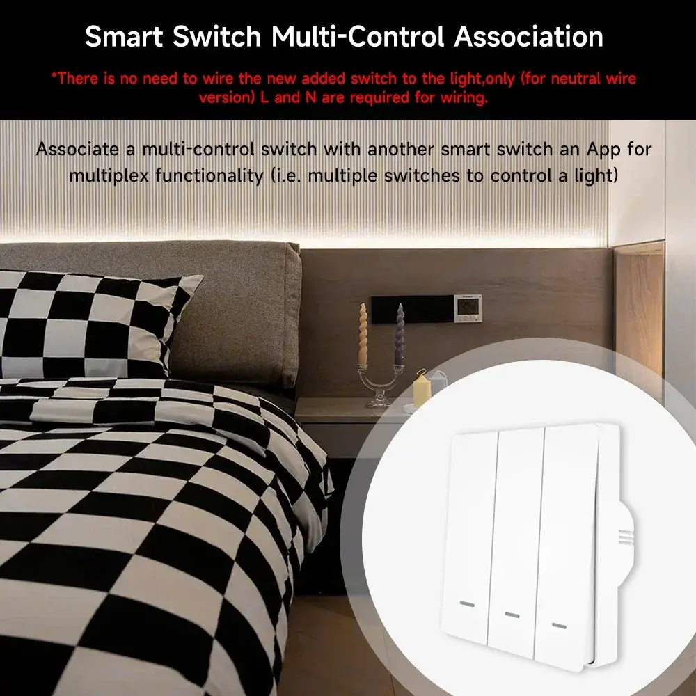 Smart Light Switch Tuya EU Wifi With Neutral Wire Push Button 1/ 2/3 Gang Smart Life Work with Alexa Google Assistant