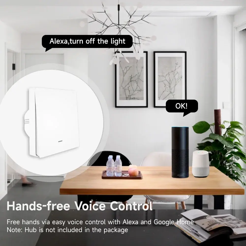 Smart Light Switch Tuya EU Wifi With Neutral Wire Push Button 1/ 2/3 Gang Smart Life Work with Alexa Google Assistant