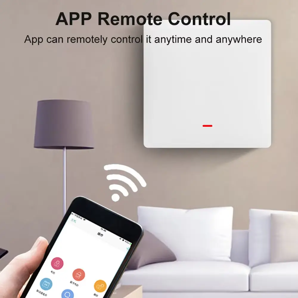Smart Light Switch Tuya EU Wifi With Neutral Wire Push Button 1/ 2/3 Gang Smart Life Work with Alexa Google Assistant
