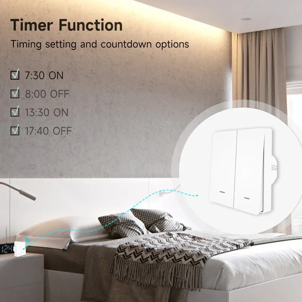 Smart Light Switch Tuya EU Wifi With Neutral Wire Push Button 1/ 2/3 Gang Smart Life Work with Alexa Google Assistant