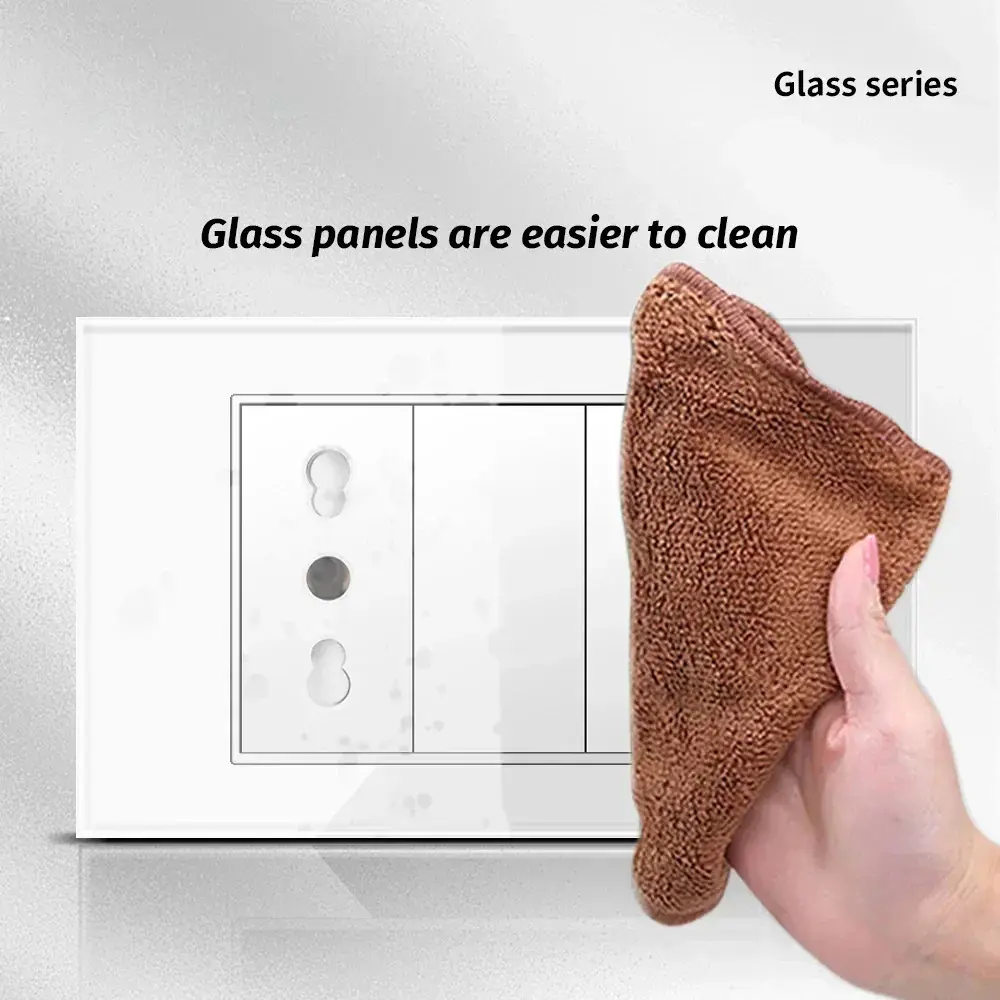 White Tempered Glass Italy USB TypeC Fast Charging Wall Socket Schuko Tuya Wifi Smart Switch Sat TV Tel Doorbell Chile