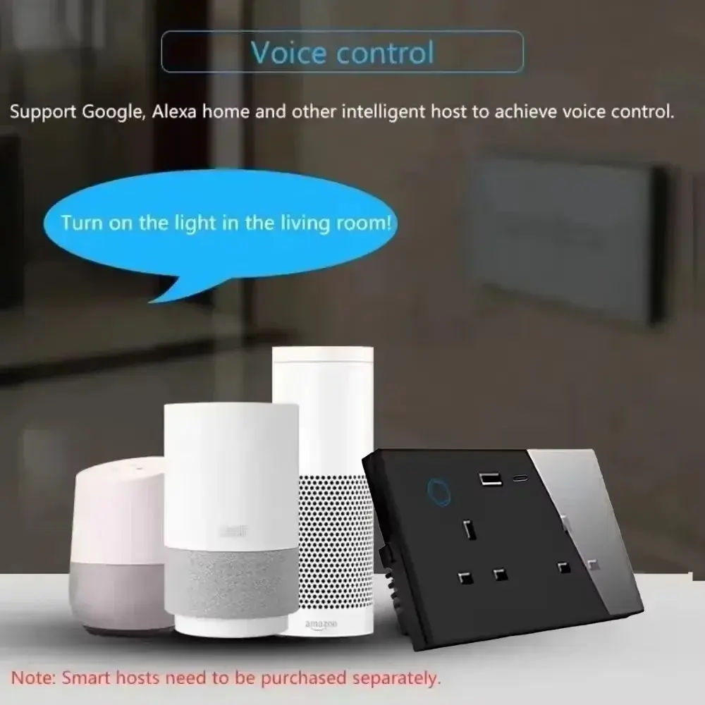 Shawader Zigbee Smart Tuya USB PD 20W Type C Charge Wall Socket UK Plug Outlet Touch Switch Wireless Remote by Alexa Google Home