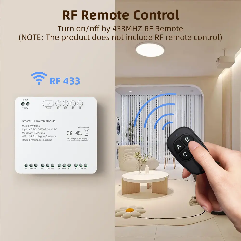 AVATTO Tuya Smart Switch Universal Module 4CH DC 7-32V AC85-250V Wifi Zigbee Wireless RF433 Relay Works with Alexa Google Home