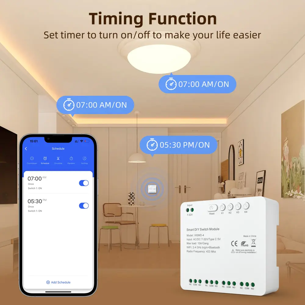 AVATTO Tuya Smart Switch Universal Module 4CH DC 7-32V AC85-250V Wifi Zigbee Wireless RF433 Relay Works with Alexa Google Home