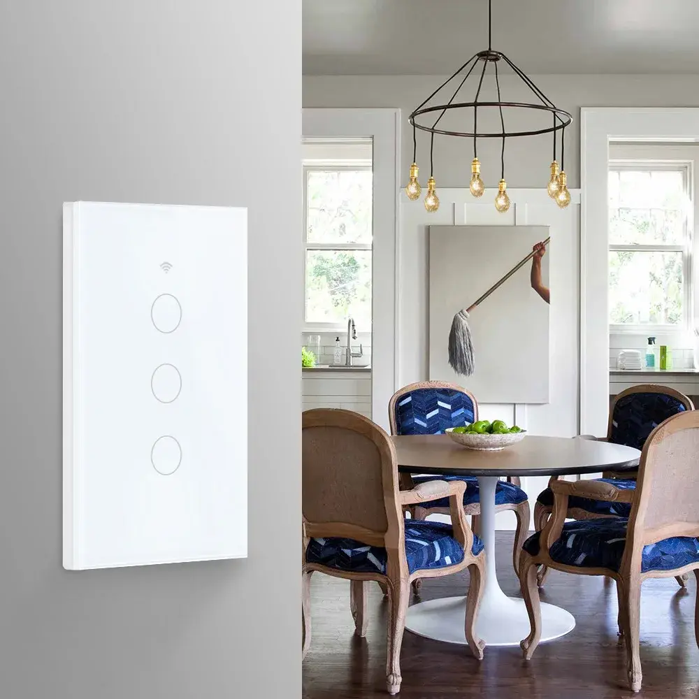 Wifi Smart Light Switch Glass Screen Touch Panel Voice Control Wireless Wall Switches Remote with Alexa Google Home 1/2/3/4 Gang