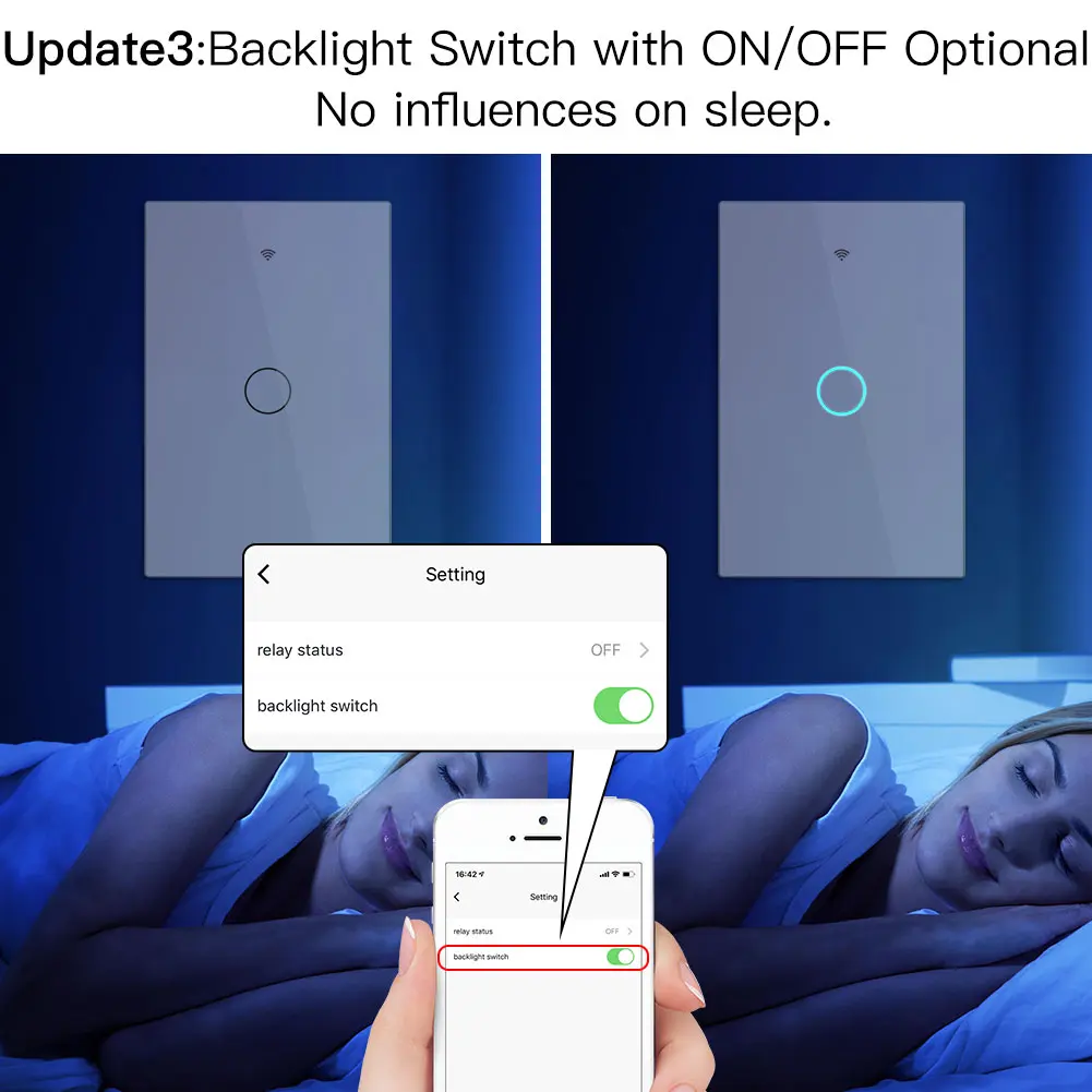 WiFi Smart US Light Switch No Neutral Wire Required Smart Life Tuya APP control Alexa Google Home Compatible 1/2/3/4 Gang
