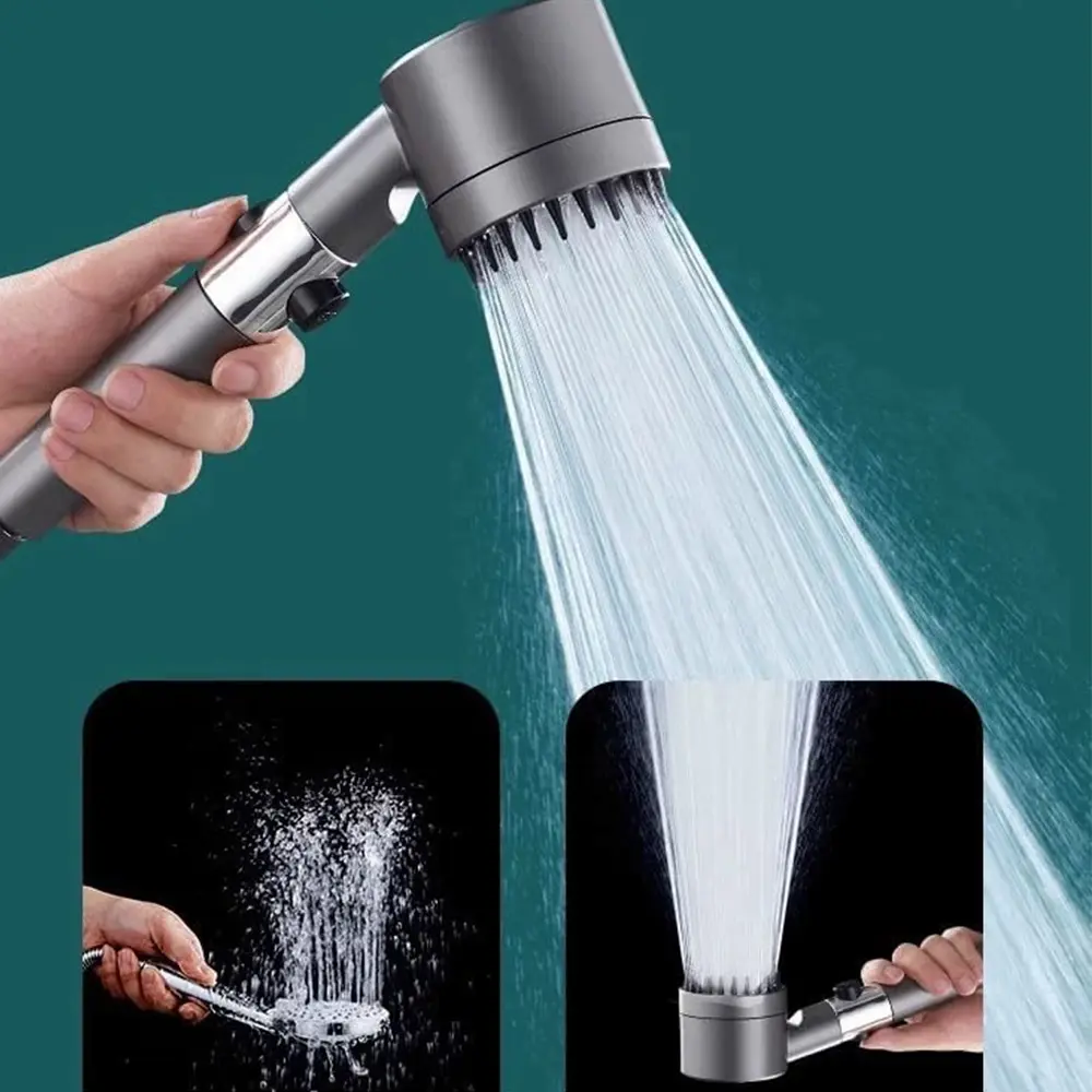 4 Modes One-click Stop Water Saving High Pressure Handheld Showerhead Massage Shower Head with Brush Cotton Filters for Bathroom