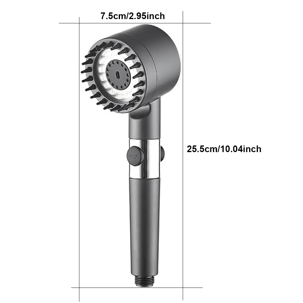 4 Modes One-click Stop Water Saving High Pressure Handheld Showerhead Massage Shower Head with Brush Cotton Filters for Bathroom