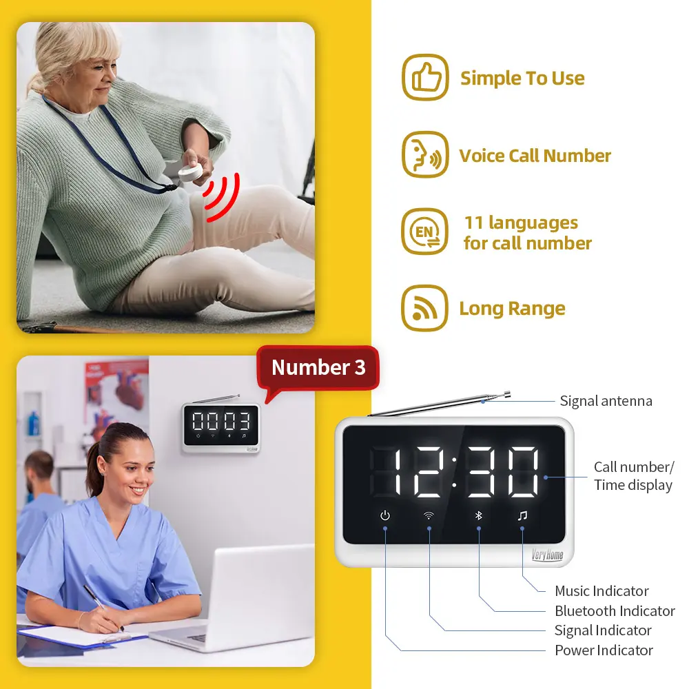 Wireless Call System with Caregiver Call Buttons for Elderly Bell for Clinic, Seniors, Assisted Living, Emergency, Hospital
