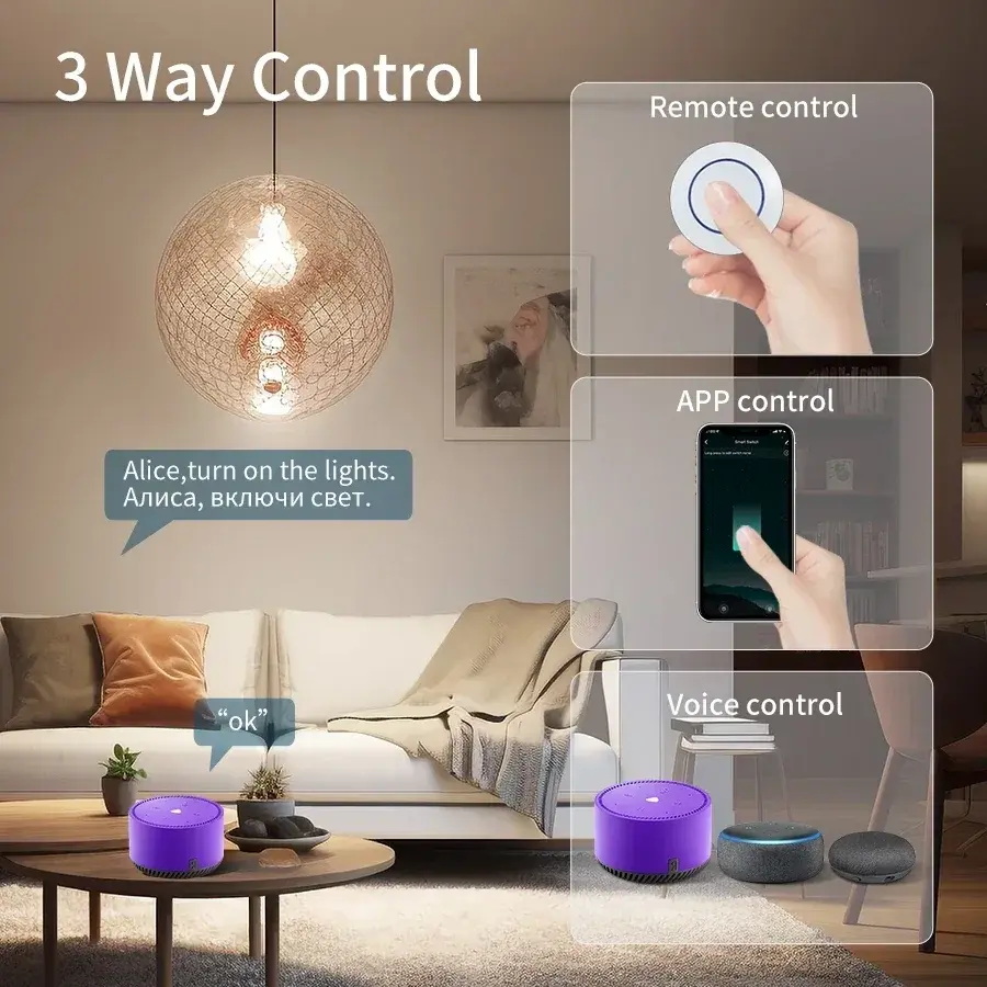 Tuya Wifi Smart Switch RF 433MHz Wireless Wall Panel Switch Module for Led Lighting Voice Control with Alexa Google Home Alice