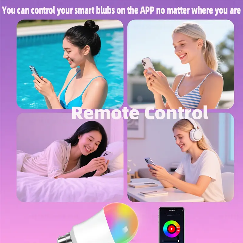 Tuya Wifi Bluetooth smart light bulb LED RGB Smart Light B22 220V 85-265V Alexa Google Assistant Voice Group Control Timing 9W