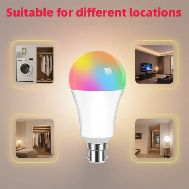 Tuya Wifi Bluetooth smart light bulb LED RGB Smart Light B22 220V 85-265V Alexa Google Assistant Voice Group Control Timing 9W