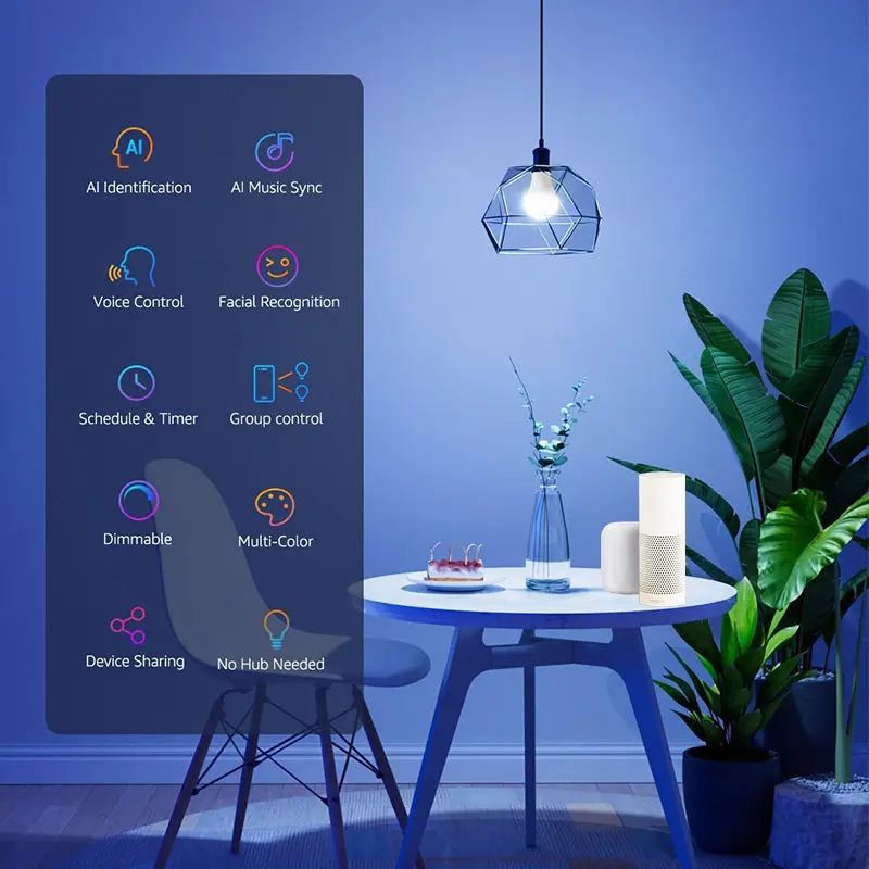 Tuya Wifi Bluetooth smart light bulb LED RGB Smart Light B22 220V 85-265V Alexa Google Assistant Voice Group Control Timing 9W