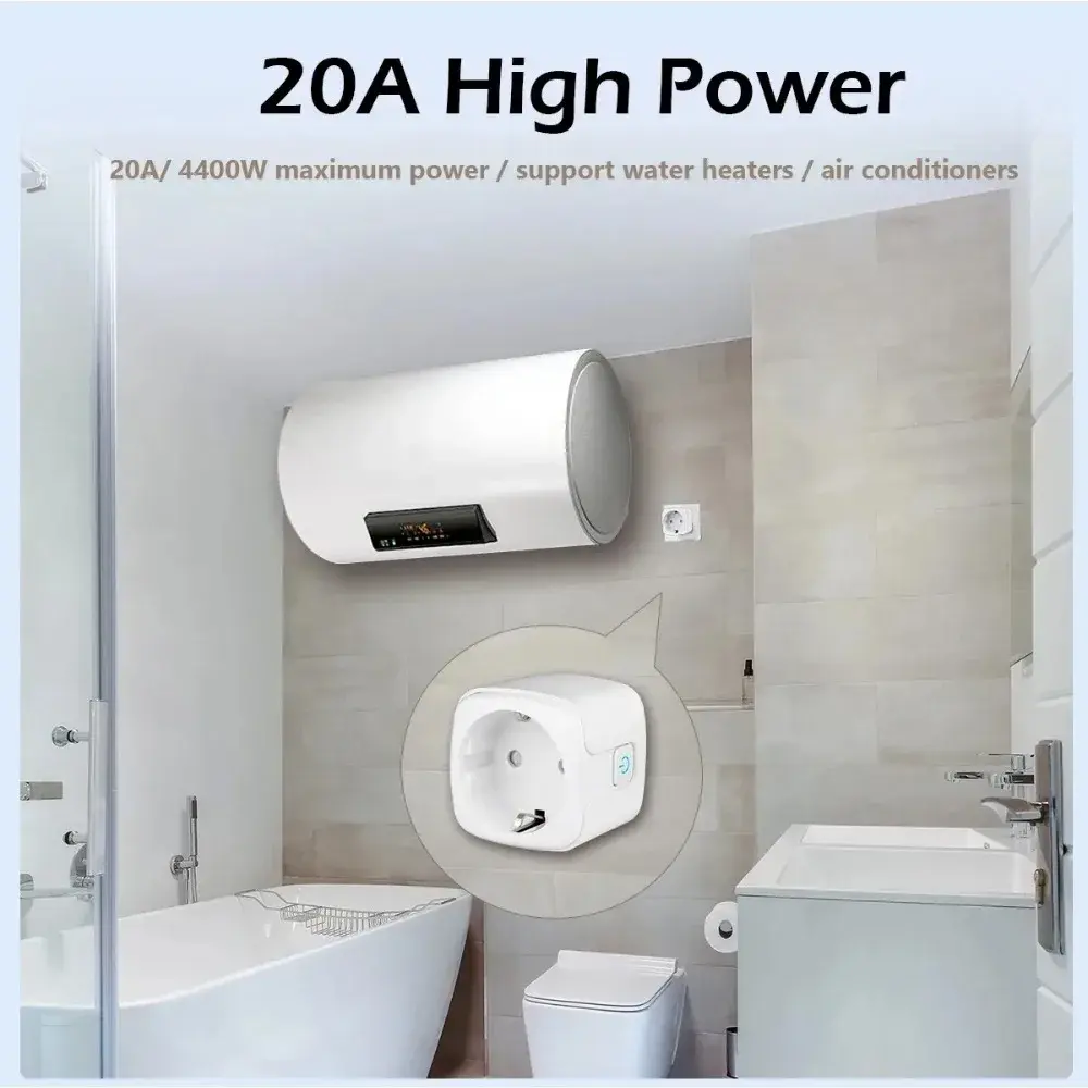 20A EU Smart Plug Tuya Wifi Socket Voice Control Remote for Alexa Yandex Google Home Energy Monitoring Function Alice