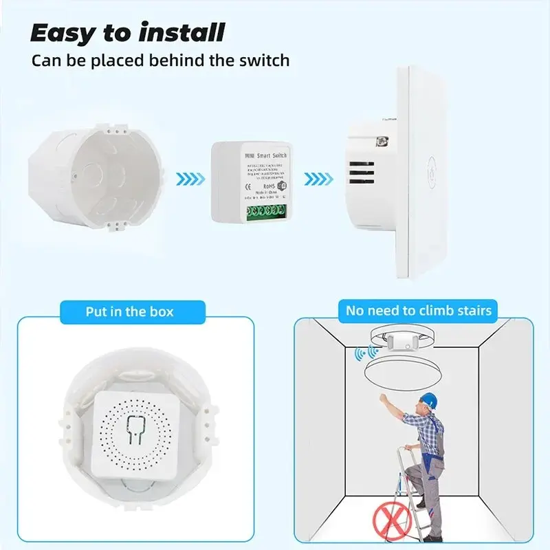 16A Mini Wifi DIY Light Switches Module 2-way Control Work With Tuya Smart Life Alexa Alice Google Home