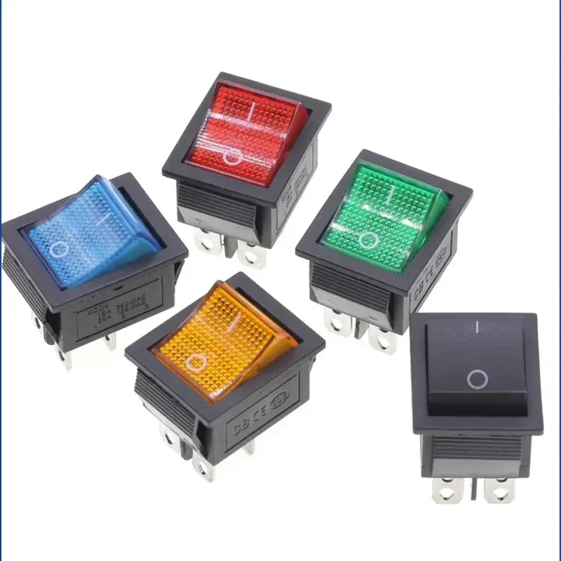 5/20Pcs KCD4 4/6Pin Snap-in Switch ON/OFF Rocker Switch Led Light Toggle Switches 25x31mm 16A 250V AC